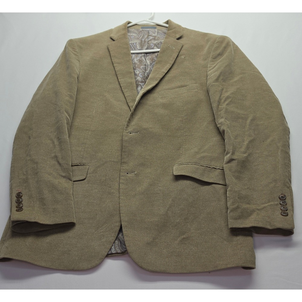 Madison Mens Corduroy Blazer Tan Khaki Paisley Lining Sport Coat Jacket